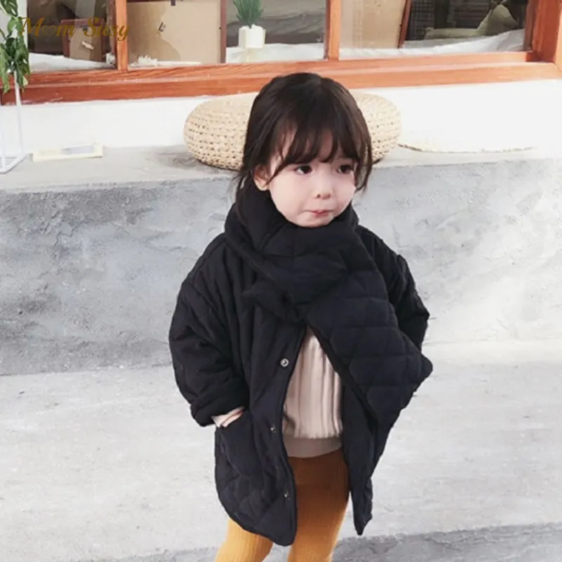 

Fashion Baby Boy Girl Cotton Padded Jacket+Scarf 2PCS Child Long Winter Coat Warm Fleece Inside Outwear Baby Clothes 2-6Y