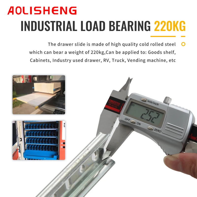 Промышленные сверхпрочные выдвижные ящики AOLISHENG с замком D2576 3-складной полный