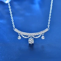 princess necklace ladies s925 sterling silver clavicle chain 0 5 carat moissanite pendant fine jewelry