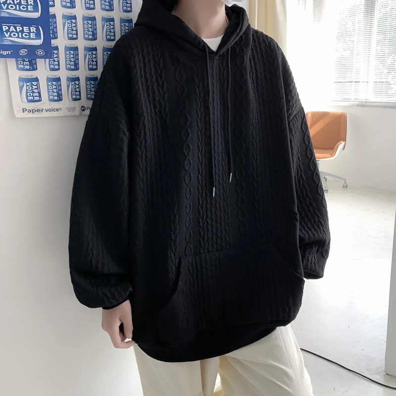 

2023 long sleeve Fried Dough Twists sweater men's hooded autumn youth solid color top