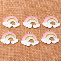10pcs 2925mm colorful enamel rainbow charms pendant for necklaces earrings jewelry making accessories diy handmade craft supply