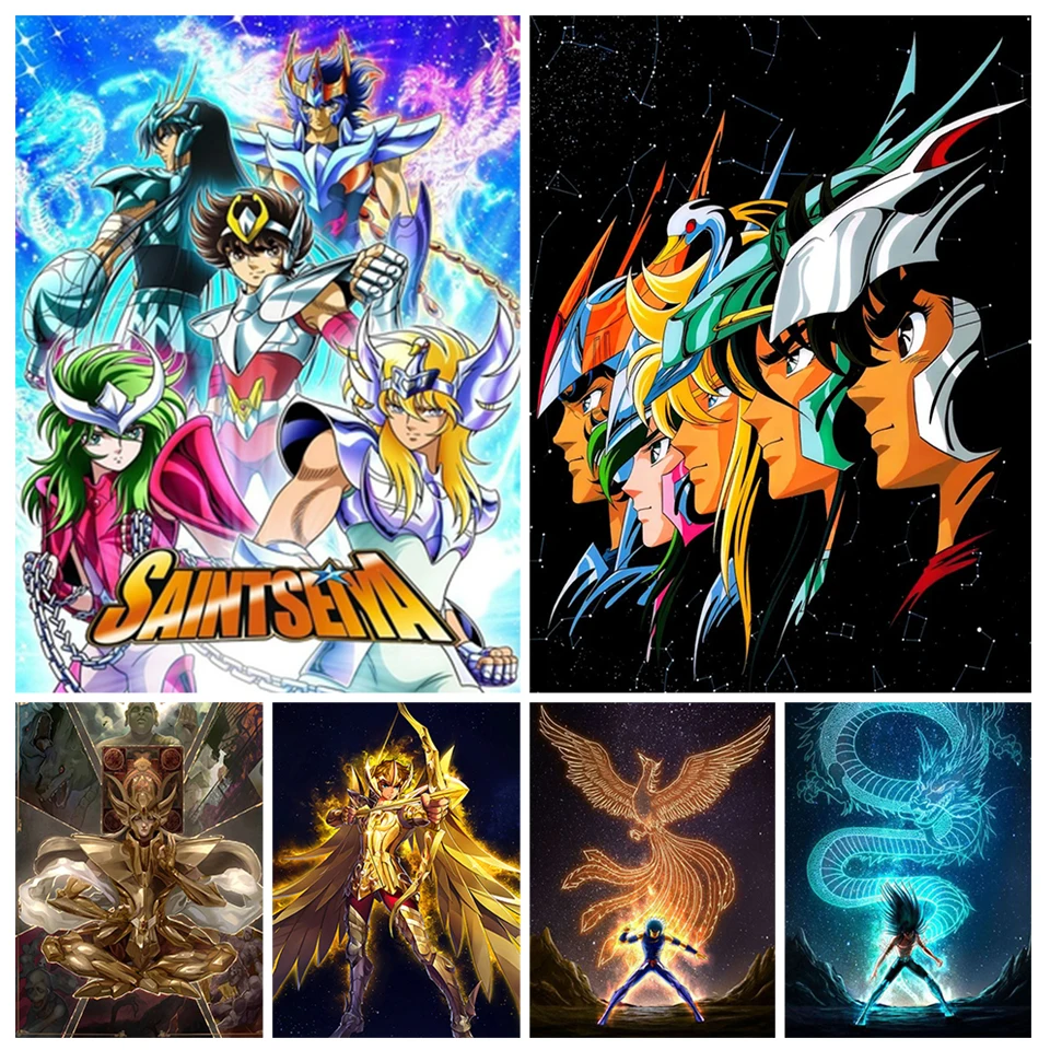 Алмазная живопись Saint Seiya, японское аниме 5D Алмазная мозаика, Набор для вышивки крестиком своими руками, стразы, украшение для дома