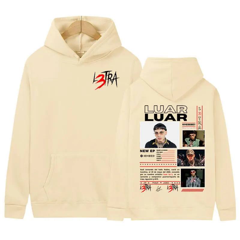 Рэпер Luar La L L3TRA Tour Merch 2025 Толстовка с альбомом Мужчины Хип-Хоп готический пуловер