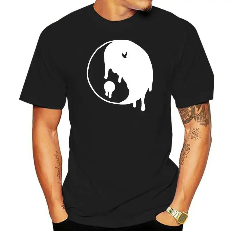 Mens Dripping Yin Yang Chinese Graphic T-Shirt Peace Hippie Short-Sleeved Tee Shirt
