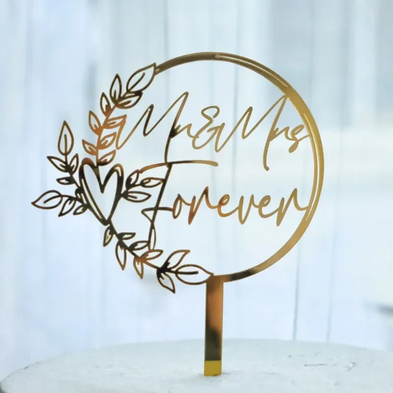 

Золотой акриловый топпер для торта «Мистер Миссис»