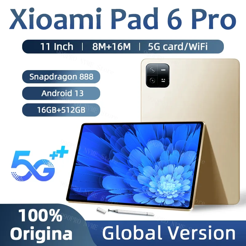 

2023 Global Version Original Tablet Pad 6 Pro Android 13 Snapdragon 888 Tablets PC 5G 16GB+512GB Dual SIM Card WIFI HD 2K Mi Tab