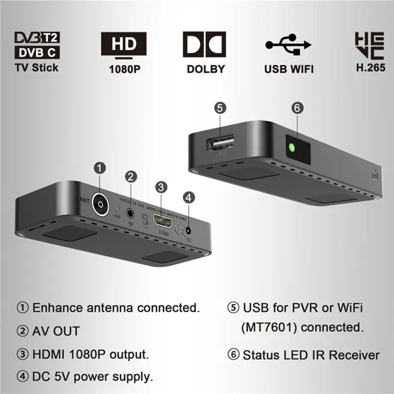 B24B H.265 HEVC DVB-T2 C ТВ-приставка с USB, мультимедийным PVR-записью и EPG для Кореи и Северной Америки (art.: 3920d87d8a7aa) - 3920d87d8a7aa
