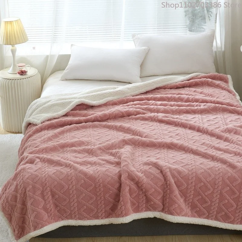 

Home Thick Bed Blanket Double Sided Lamb Cashmere Fleece Plaid Blankets Winter Warm Throw Sofa Cover Newborn Wrap Kids Bedspread