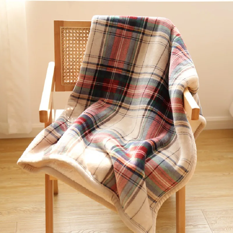 

Sherpa Throw Blanket Soft Plush Reversible Bohemian Flannel Blankets Boho Stripe Bed Blanket for Sofa & Couch Home Decors TJ7228