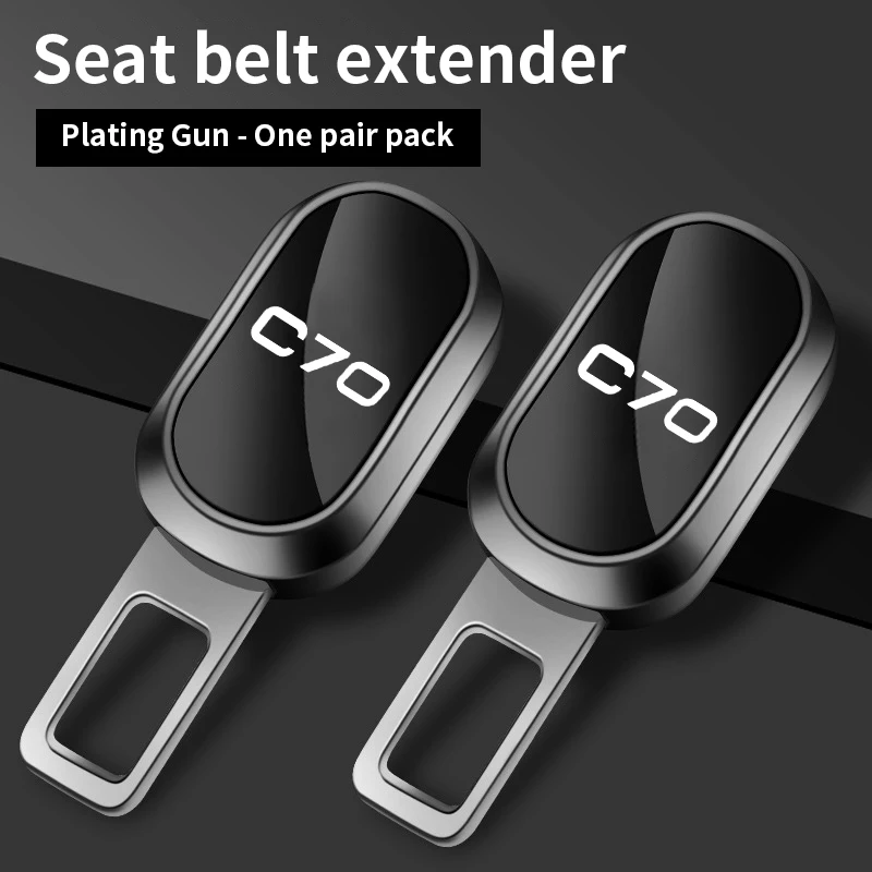 

For Volvo C70 Logo Car Seat Belt Clip Extender Safety Seatbelt Lock Buckle Plug Thick Insert Socket Extender Safety Buckle