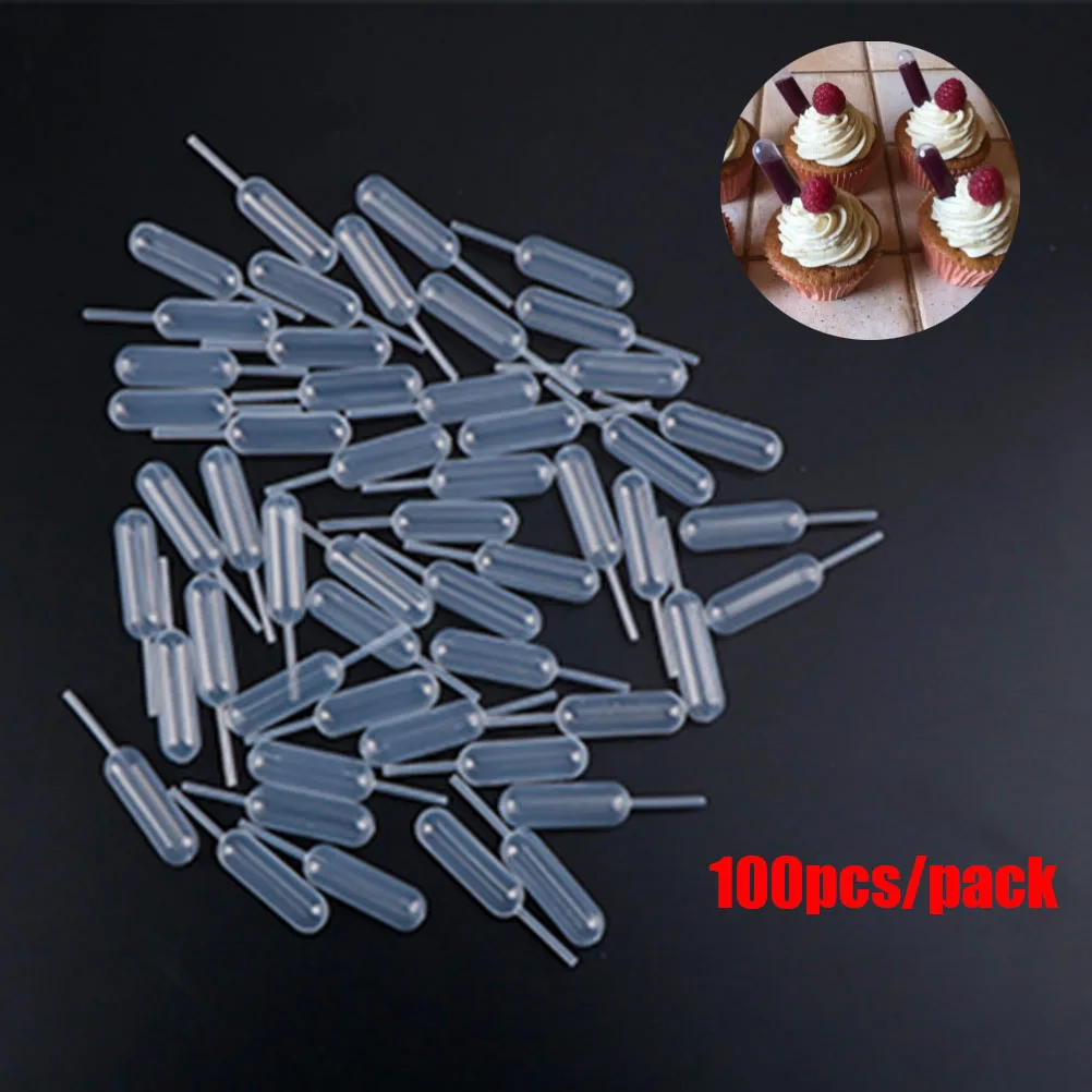 

100pcs/50pcs 4ml Disposable Pipettes Plastic Squeeze Transfer Pipettes For Strawberry Cupcake Ice Cream Chocolate Lab Dropper