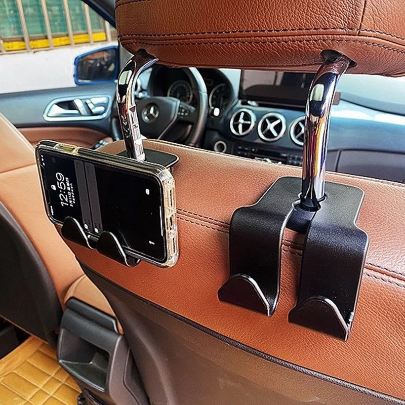 

Universal Car Headrest Hanger Hook Multifunction Seat Back Phone Holder Handbag Purse Hanger Fastener Clip Interior Accessories