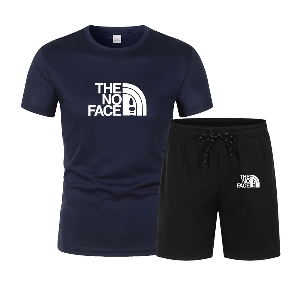 Summer Men's Sportswear Brand Fitness Suit Running Clothes Casual T-shirt + Shorts Sets Breathable 2 Piece Jogging Tracksuit Men