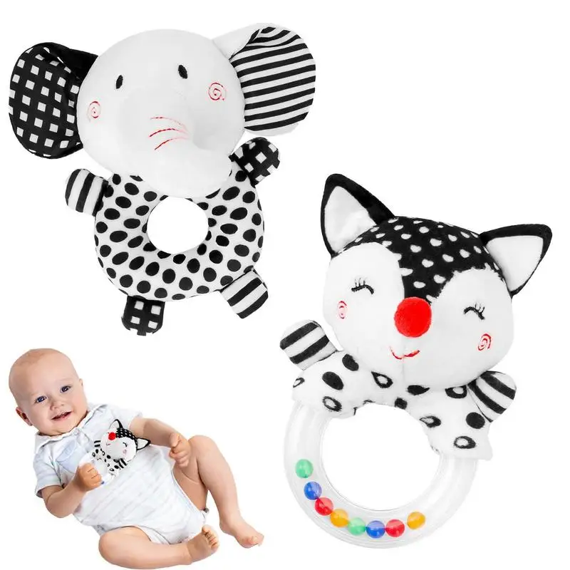 

Игрушка-прорезыватель мягкая плюшевая для детей, игрушка-кольцо с сенсорным зубным кольцом, 2 шт., милая мультяшная игрушка-животное со звук...