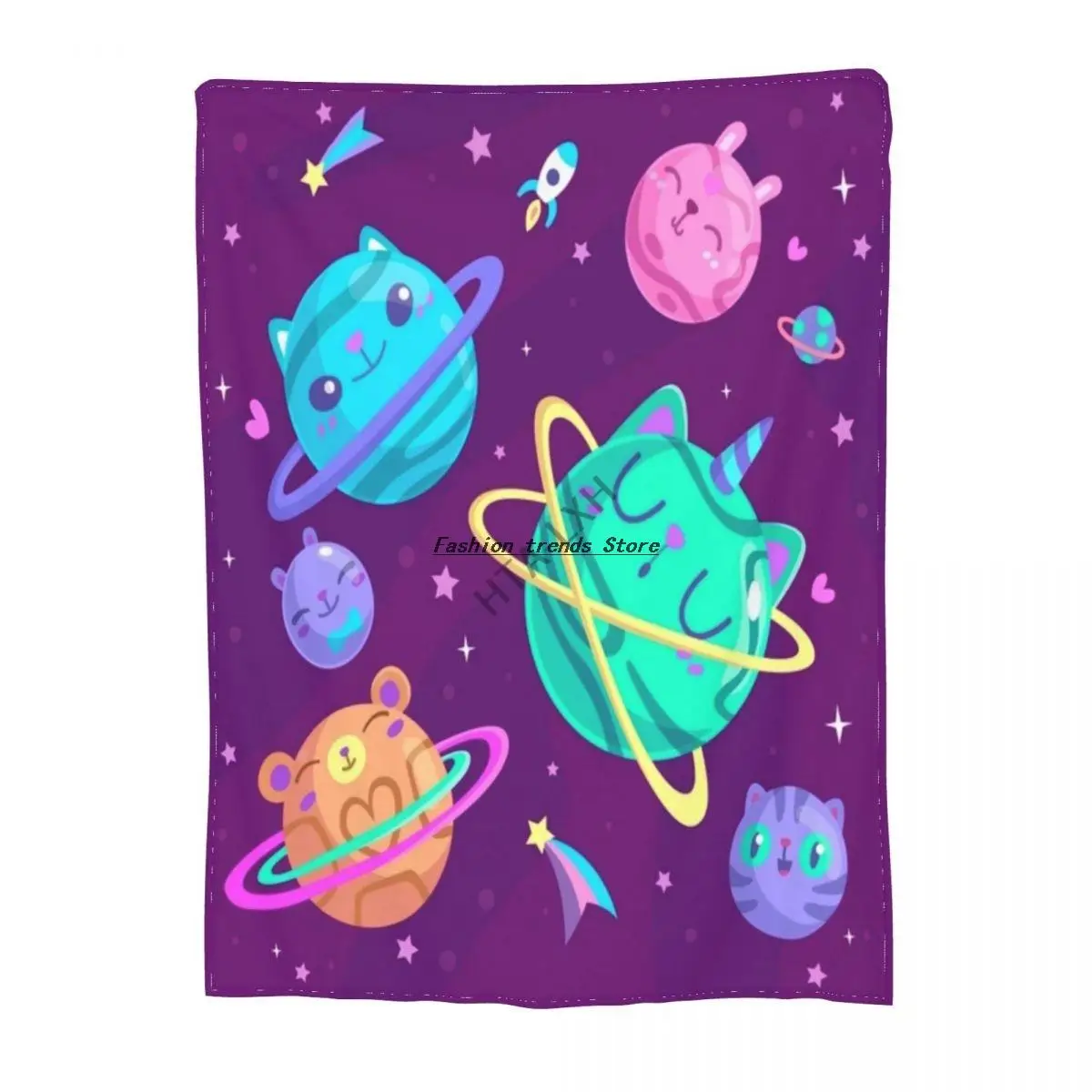 

colourful-planets-from-solar cartoon 3d printing flannel blanket Soft Throw Blanket suitable for four seasons in sofa bed office