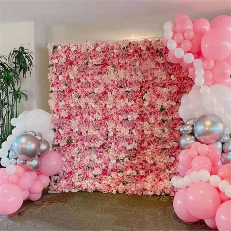 Silk Rose Artificial Flowers Wall Panels DIY Home Decor Birthday Party Weeding Shop Backdrop Decoration Flower Wall