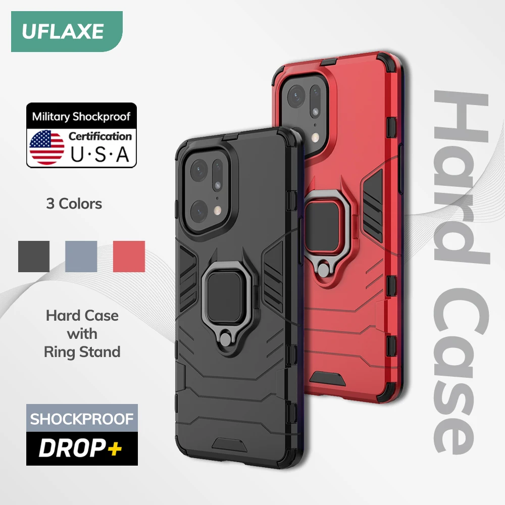 UFLAXE Original Shockproof Case for OPPO Find X5 / X5 Pro / X5 Lite Back Cover Hard Casing with Ring Stand