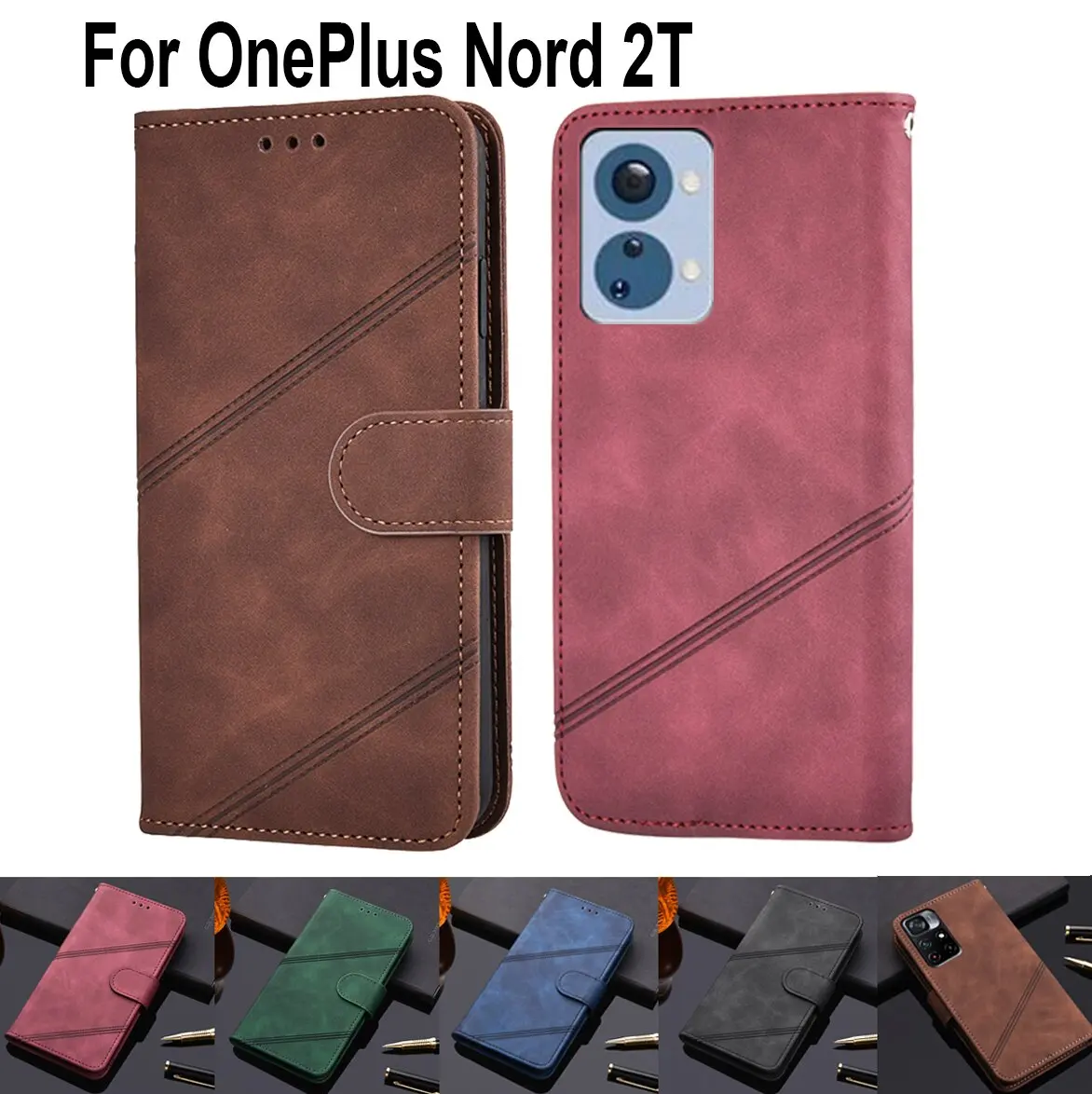 

Luxury Wallet Flip Cover For OnePlus Nord 2T Capa Book Case Funda For OnePlus Nord 2T Protective Phone Case Leather Shell Coque
