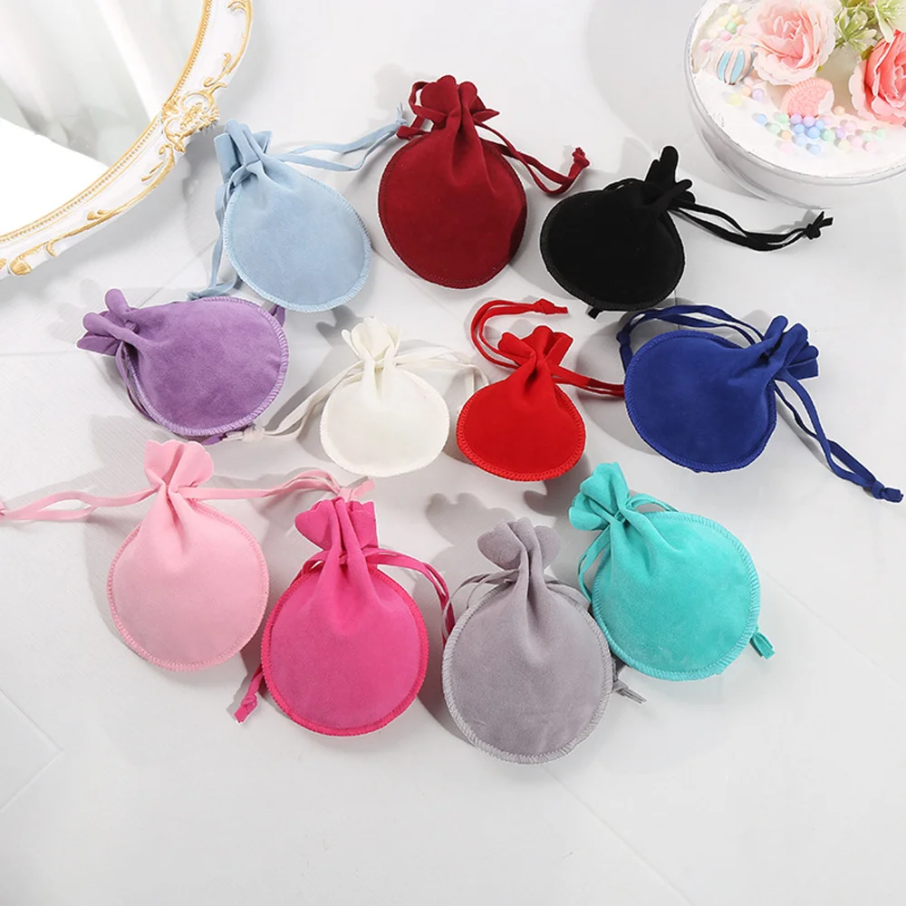 

10Pcs Fashion Drawstring Velvet Bag With Drawstring Solid Color Calabash Pouch Jewelry Gift Display Packing Bags