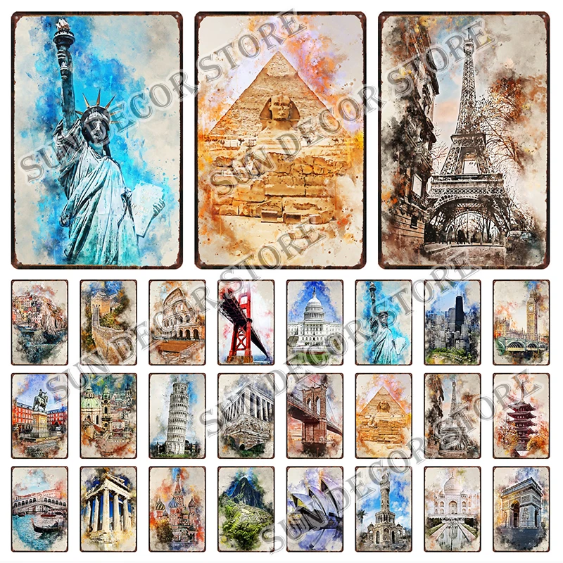 

Comics Metal Sign Poster Belgium San Francisco Venice Famous World City Nordic Style Wall Art Picture Home Decor 20X30CM A-1172