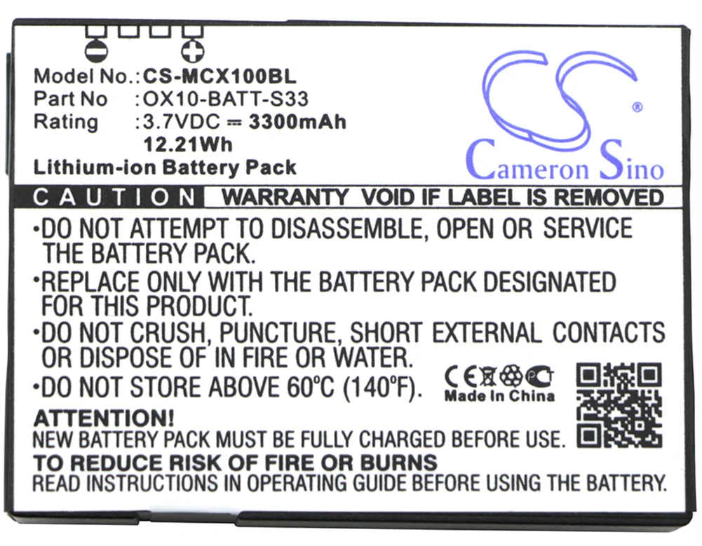 

Cameron Sino 3300mA Battery for M3 Mobile Orange,OX10,OX10 RFID OX10-BATT-S33