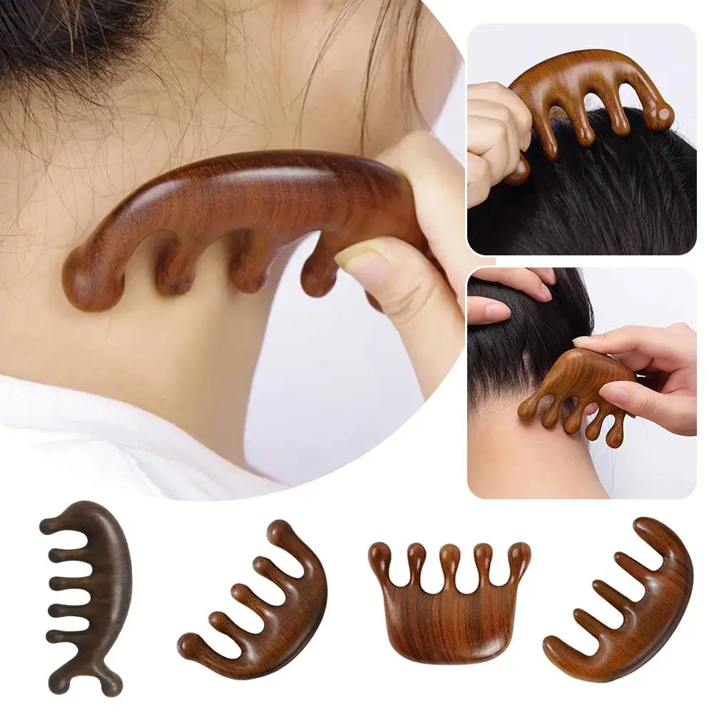

Sandalwood Scalp Massage Comb Household Meridian Scraping Comb Toothed Point Comb Large Acupuncture Teeth Activating Five F2I9