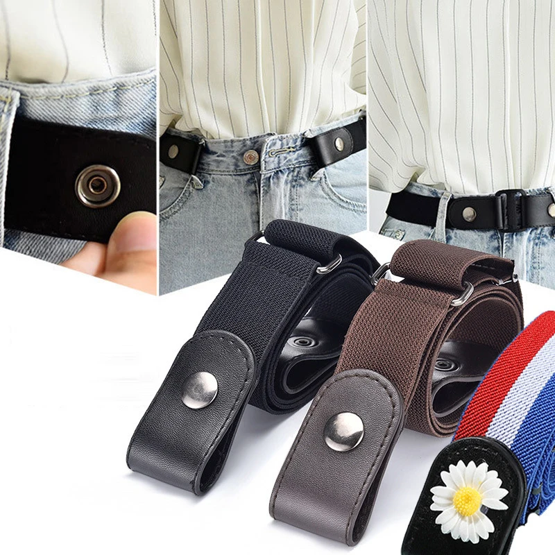 

Buckle-Free Belts For Women Men Jean Pants Dress No Buckle Adjustable Stretch Elastic Waist Band Invisible Belt