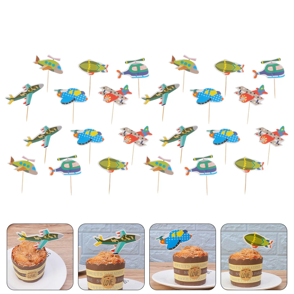 

48 Pcs Airplane Picks Airplane Cake Decorations Cupcakes Airplane Dessert Picks Birthday Cake Toothpicks Ornament Kids