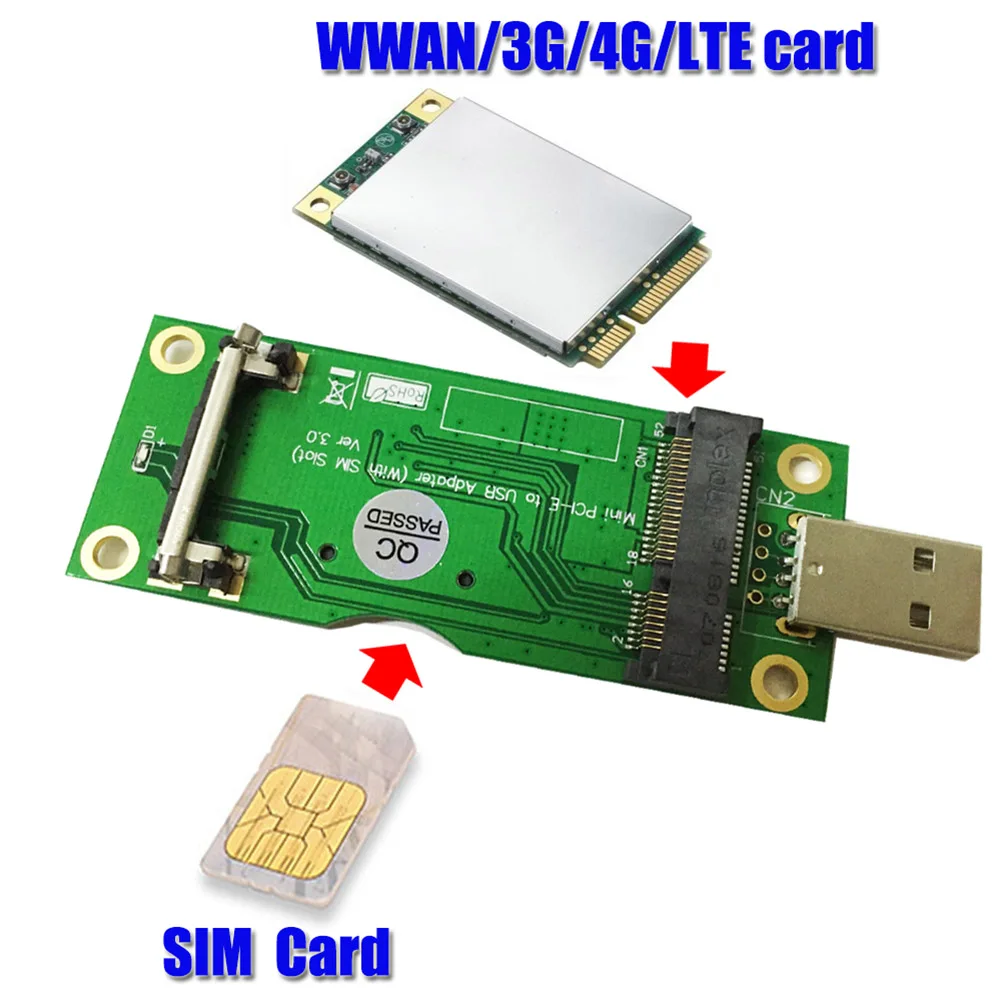 

Mini Wireless Pci-e Card Slot To Usb Adapter With Sim 8pin For Wwan/lte Module