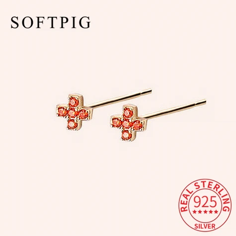 

INZATT Real 925 Sterling Silver Zircon Cross Stud Earrings For Fashion Woman Cute Fine Jewelry MInimalist Accessories Gift