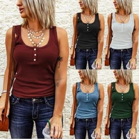 new i shaped vest womens summer solid color breasted bottoming can be worn outside lady casual commuting all match top t shirt