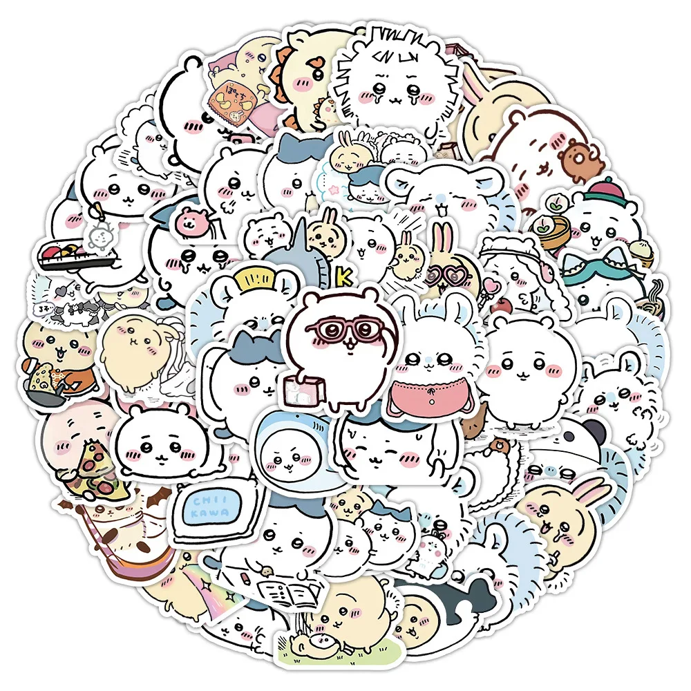 60pcs Cute Chiikawa Stickers DIY Waterproof Vinyl Scrapbook Phone Case Water Cup Lovely Cartoon Anime Sticker Kids Gift Toy