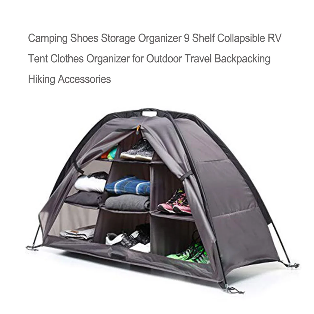 

Camping Shoes Storage Organizer 9 Shelves Tent Clothes Container Picnic Supplies Outdoor Backpacking Hiking Accessories