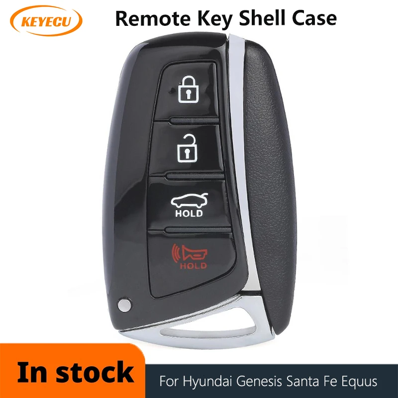 

KEYECU Replacement 4 Buttons Smart Remote Car Key Shell Case Blade FOB for Hyundai Genesis Santa Fe Equus Azera ix35 ix45 Tucson