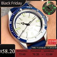 Diver 40mm Tandorio NH35A PT5000 Mechanical Automatic Watch Men 200M Water Resistant Blue White Domed Sapphire Glass Screw Crown