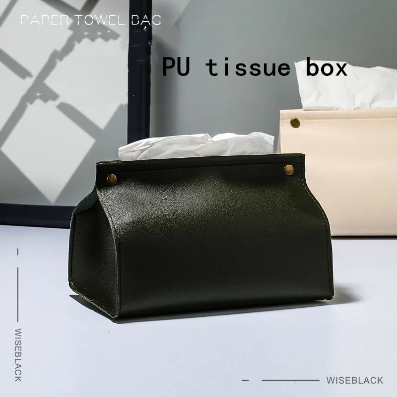 

PU Leather Tissue Box Car Storage Bag Napkin Container Desktop Holder Case Pumping Paper Towel Box Home Living Room Decoration