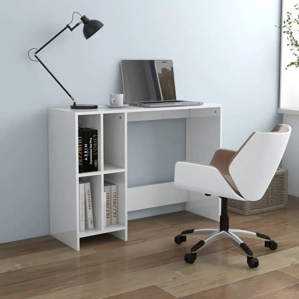 

Computer Desk, Chipboard Study Table, Office Furniture High Gloss White 102.5x35x75 cm