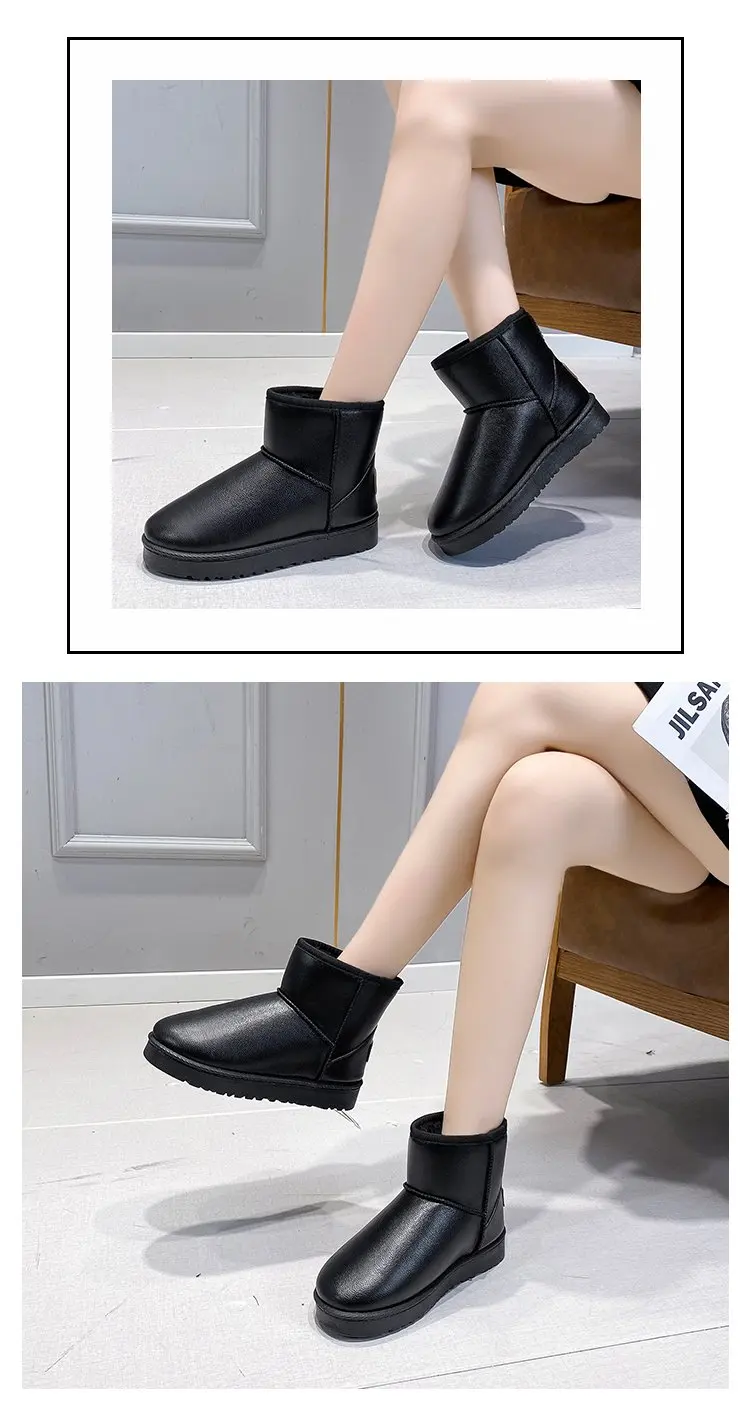 2022 Winter New Fashion Black Brown Short Boots Ladies Snow Boots Wild Warm Short Boots Women   Size 43 Women Shoes