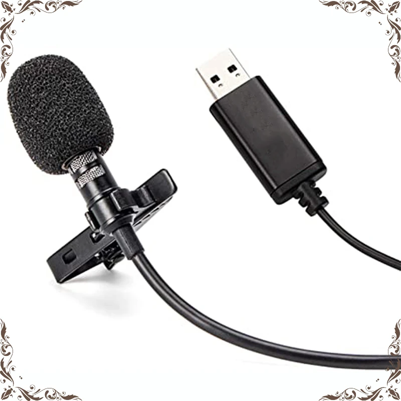 2m USB Lapel Microphone Clip-On for PC, Laptop, Streaming, Recording, Studio, YouTube, Video Gaming