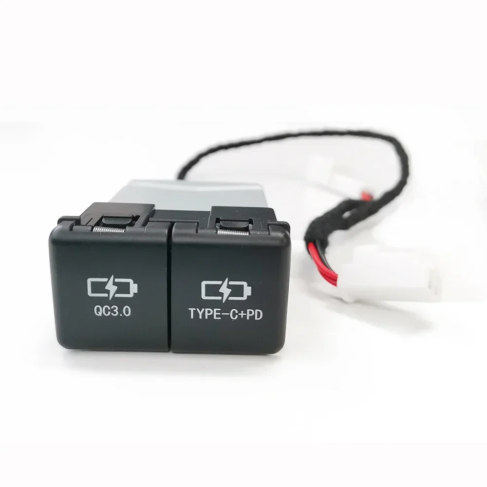 

Автомобильное зарядное устройство 12 В 24 В, пылезащитная розетка, двойная розетка USB Type-C, адаптер питания для Toyota Camry Avalon Highlander Levin RAV4