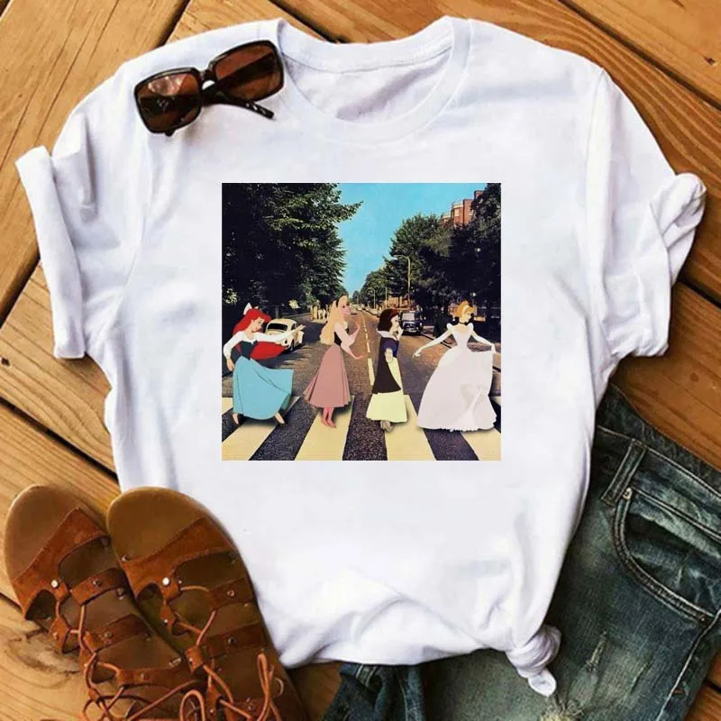 Новая женская футболка с принтом Spoof Princess, модная футболка с мультяшным графическим принтом, уличная одежда в стиле хип-хоп, повседневные ле...