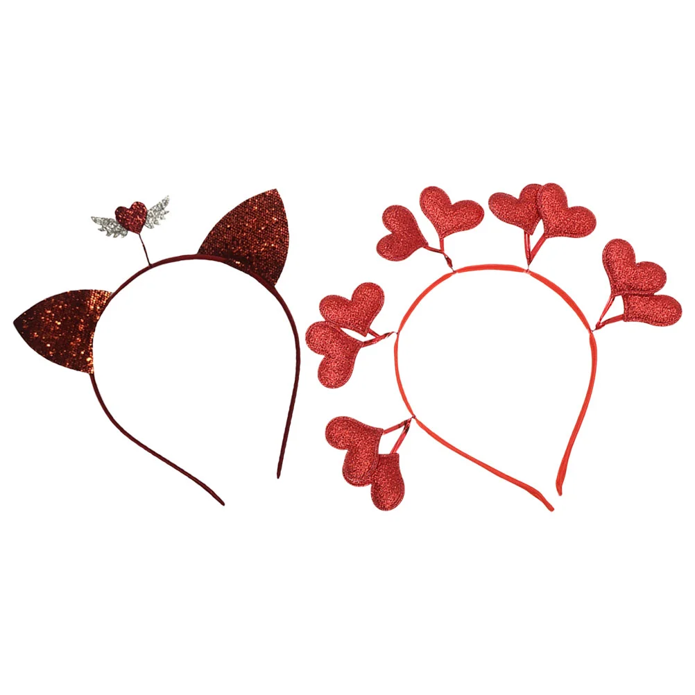 

Headbands Headband Heart Headdresses Valentines Glitter Ear Cat Holiday Headwears Headgears Sunglassesshaped Cupid Day Red