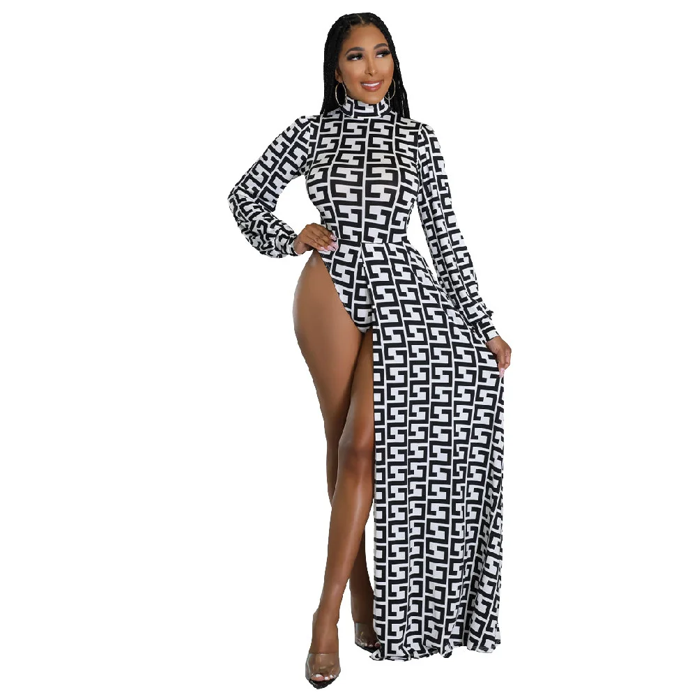 

Cutubly Casual Elegant 2 Two Piece Sets Long Sleeve Bodysuit Tops And Pants Set Outfit Women Tracksuits Vintage Printed Retro