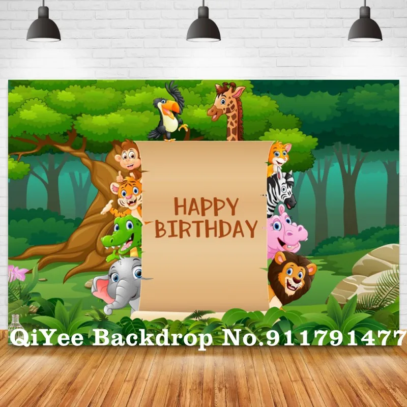 

Виниловый фон для фотосъемки с изображением леса джунглей и животных