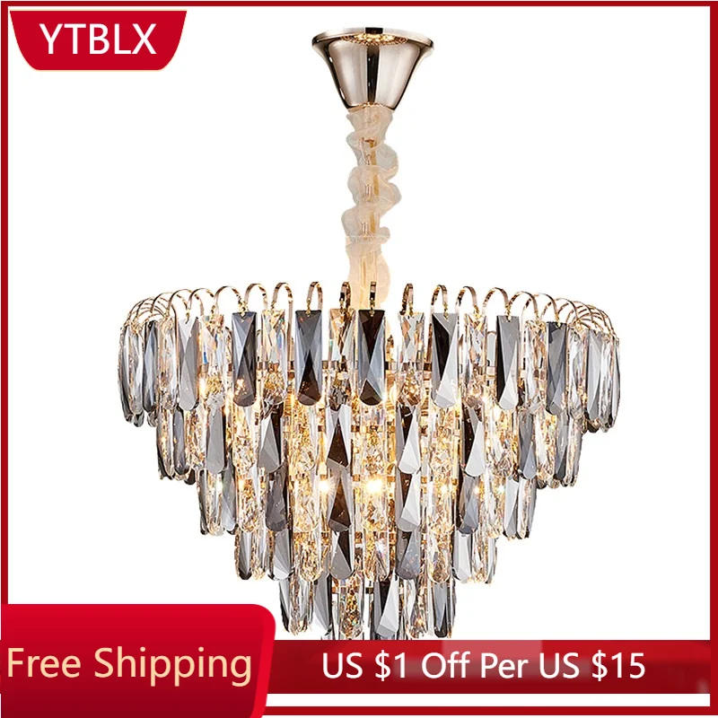 

LukLoy Luxury Ceiling Pendant Crystal Effect Pendant Light Black Gold Pendant Lamp for Living Room Bedroom Foyer Atrium Shop