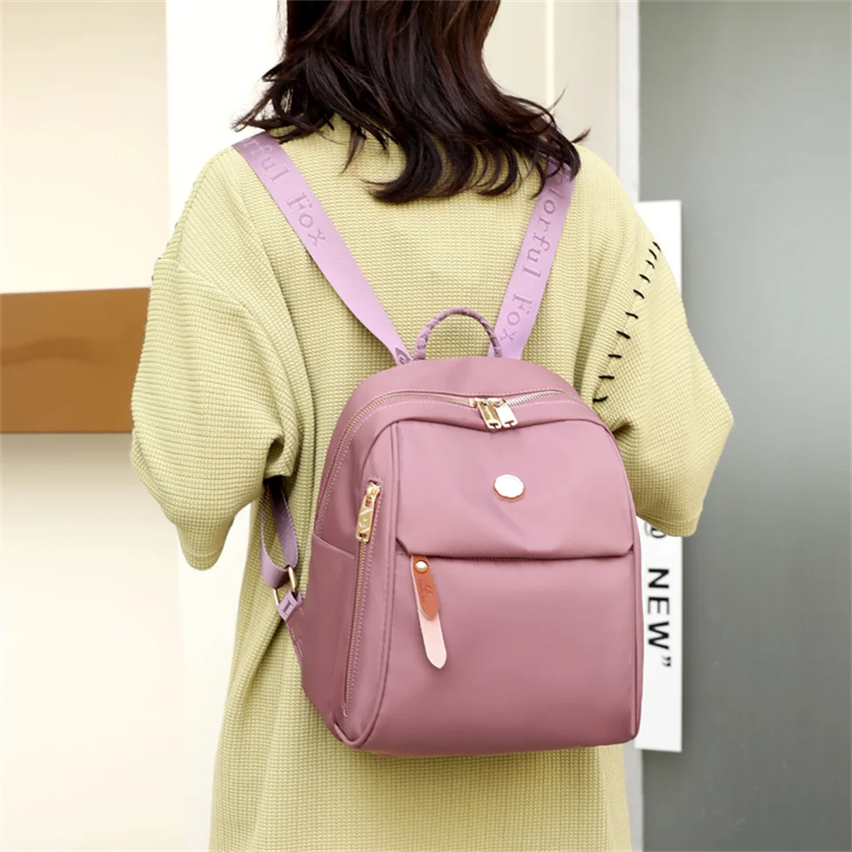 Women Backpacks For Teenagers Nylon Backpacks Solid Color Waterproof  Campus Leisure Schoolbags Backpacks
