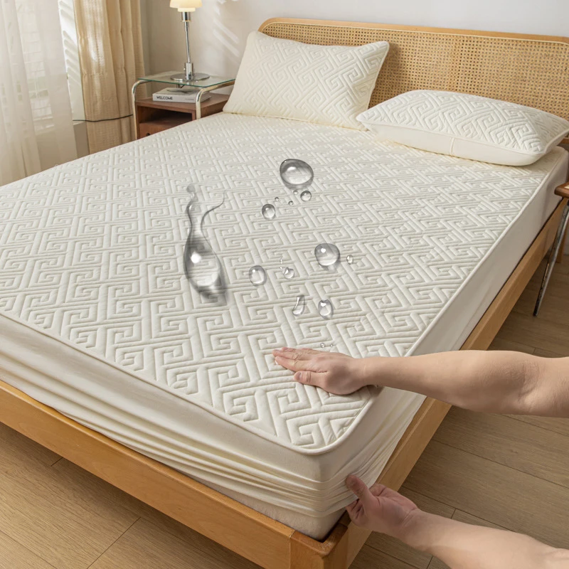 

Waterproof Quilted Eitted Sheet Cotton Class A Raw Cotton Thickened Mattress Cover Dust-proof and Non-slip Protective Cover