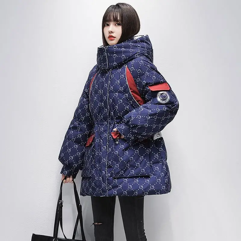 Winter Coat for Women Parkas Hooded Down Jacket New Warm Outerwear Korean Fashion Free Shipping Prints Tops