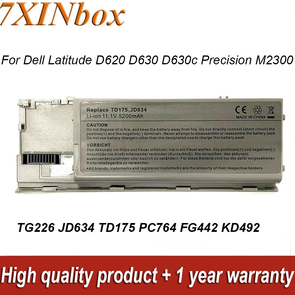 7XINbox 5200mAh TD175 JD634 11,1 V Аккумулятор для ноутбука Dell Latitude D620 D620 ATG D630 D630 ATG D630 UMA Precision M2300 Series