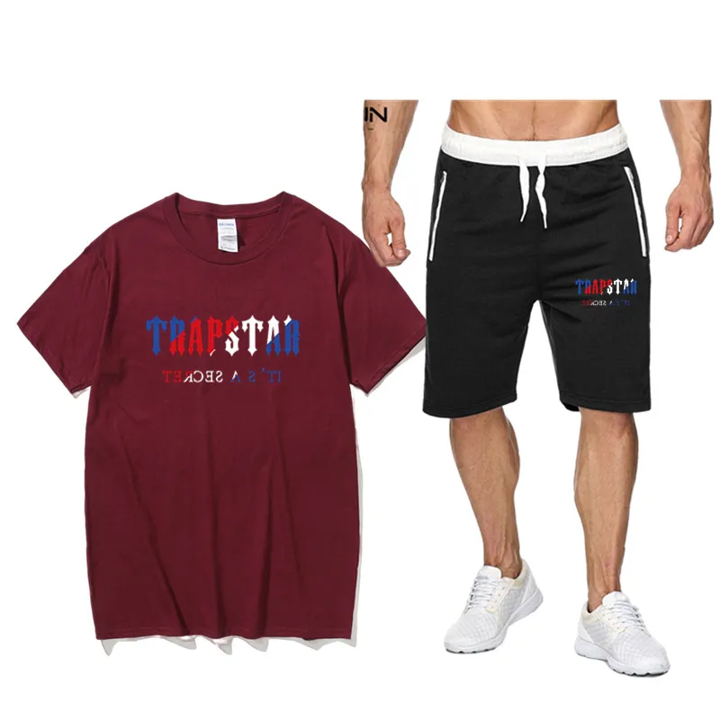 Summer brand Printed Men's T-shirt Shorts Set TRAPSTAR Men's Sportswear Tracksuit O Neck Short Sleeve Cool Men's Clothing 2023